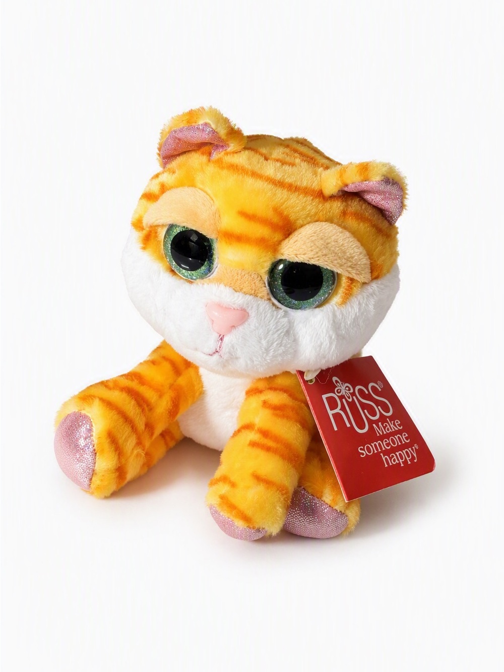 Vintage 90s Y2K Russ Lil Peepers "Amber" Orange Tabby Collectible Plush 6-7 Inch